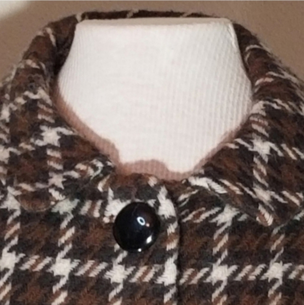 Banana Republic Jacket Houndstooth Plaid Wool Chocolate Brown Size S - Picture 6 of 15